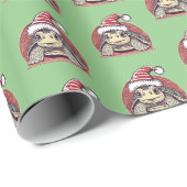 サンタハットを着たかわいいクリスマスカメ ラッピングペーパー (ロールコーナー)