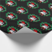 サンタハットを着たかわいいクリスマスパターン ラッピングペーパー (角)
