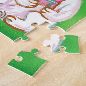 サンタハットを着たかわいいマンガのクリスマス猫 ジグソーパズル (側面)