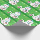サンタハットを着たかわいいマンガのクリスマス猫 ラッピングペーパー (角)