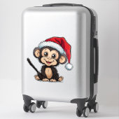 サンタハットを着たかわいいマンガのサル シール (スーツケース)