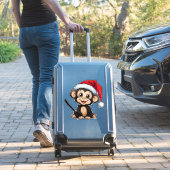 サンタハットを着たかわいいマンガのサル シール (スーツケースインサイチュ)