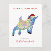 サンタハットを着たかわいいヤギ シーズンポストカード (正面)