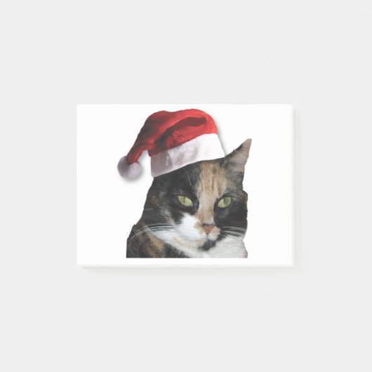 サンタハットを着たかわいい三毛猫 ポストイット (正面)