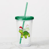 サンタハットを着たかわいい幸せ亀 アクリルタンブラー (裏面)