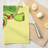 サンタハットを着たかわいい幸せ亀 キッチンタオル (四つ折り)