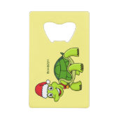 サンタハットを着たかわいい幸せ亀 クレジットカード栓抜き (正面)