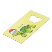 サンタハットを着たかわいい幸せ亀 クレジットカード栓抜き (正面アングル)