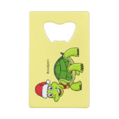 サンタハットを着たかわいい幸せ亀 クレジットカード栓抜き (裏面)