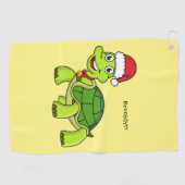 サンタハットを着たかわいい幸せ亀 ゴルフタオル (横)