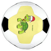サンタハットを着たかわいい幸せ亀 サッカーボール (回転)