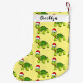 サンタハットを着たかわいい幸せ亀 スモールクリスマスストッキング (裏面)