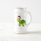 サンタハットを着たかわいい幸せ亀 ビールジョッキ (正面右)
