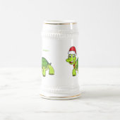 サンタハットを着たかわいい幸せ亀 ビールジョッキ (中央)
