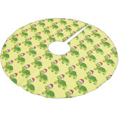 サンタハットを着たかわいい幸せ亀 ブラッシュドポリエステルツリースカート (アングル)