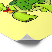 サンタハットを着たかわいい幸せ亀 ポスター (角)