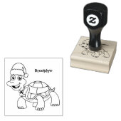 サンタハットを着たかわいい幸せ亀 ラバースタンプ (押印)