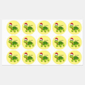サンタハットを着たかわいい幸せ亀 ラベル (シート)