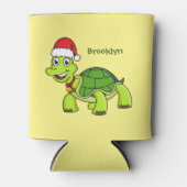 サンタハットを着たかわいい幸せ亀 缶クーラー (正面)