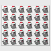 サンタハットを着たかわいい漫画のシール ラッピングペーパー (フラット)