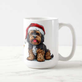 サンタハットを着たかわいい犬 コーヒーマグカップ