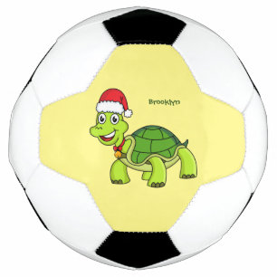 サンタハットを着たかわいくて幸せな亀 サッカーボール