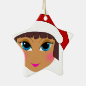サンタハットを着たアニメの少女 セラミックオーナメント (右)