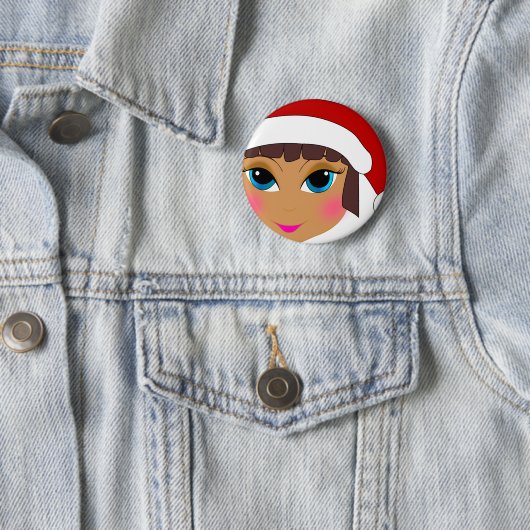 サンタハットを着たアニメの少女 缶バッジ (インサイチュ)