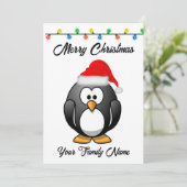 サンタハットを着たキュートなクリスマスペンギン シーズンカード (スタンド正面)