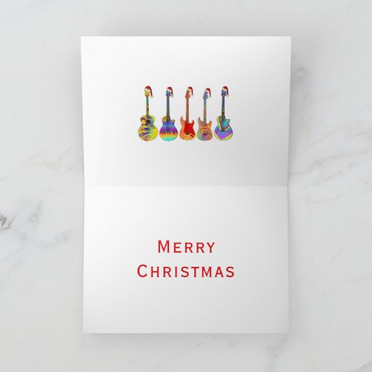 サンタハットを着たギター シーズンカード (内部)