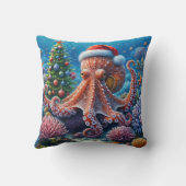 サンタハットを着たクリスマスのタコ クッション (裏面)