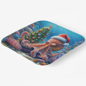 サンタハットを着たクリスマスのタコ ペーパープレート (傾斜あり)