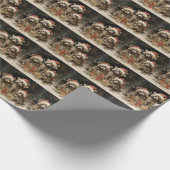 サンタハットを着たクリスマスのタヌキ ラッピングペーパー (角)