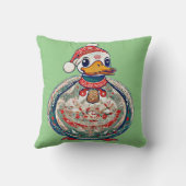 サンタハットを着たクリスマスの民間伝承アヒル クッション (裏面)