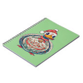 サンタハットを着たクリスマスの民間伝承アヒル ノートブック (左側)