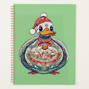 サンタハットを着たクリスマスの民間伝承アヒル プランナー手帳
