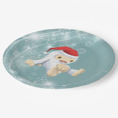 サンタハットを着たクリスマスイェティ人形 ペーパープレート (アングル)
