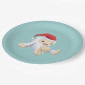 サンタハットを着たクリスマスイェティ人形 ペーパープレート (アングル)
