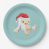 サンタハットを着たクリスマスイェティ人形 ペーパープレート (正面)