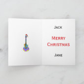 サンタハットを着たクリスマスギター カード (内部)