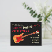 サンタハットを着たクリスマスギター シーズンポストカード (スタンド正面)