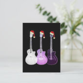 サンタハットを着たクリスマスギターPink Black シーズンポストカード (スタンド正面)