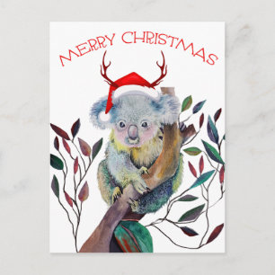 サンタハットを着たクリスマスコアラ ポストカード