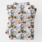 サンタハットを着たクリスマスダルマチアかわいい ラッピングペーパーシート (インサイチュ)