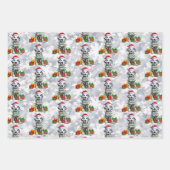 サンタハットを着たクリスマスダルマチアかわいい ラッピングペーパーシート (正面)