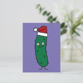 サンタハットを着たクリスマスディルの漬物 シーズンポストカード (スタンド正面)