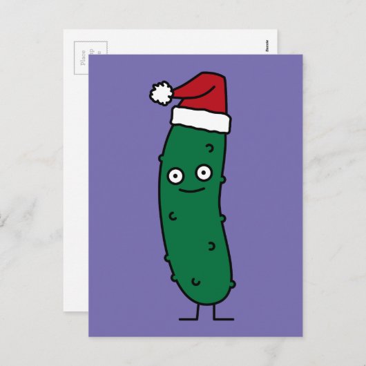 サンタハットを着たクリスマスディルの漬物 シーズンポストカード (正面/裏面)