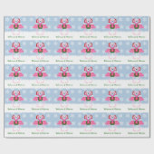 サンタハットを着たクリスマスピンクのフラミンゴ ラッピングペーパー (フラット)