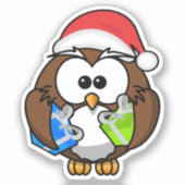 サンタハットを着たクリスマスフクロウ–15840 シール (正面)