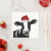 サンタハットを着たクリスマス牛 スタンダードカクテルナプキン (インサイチュ)